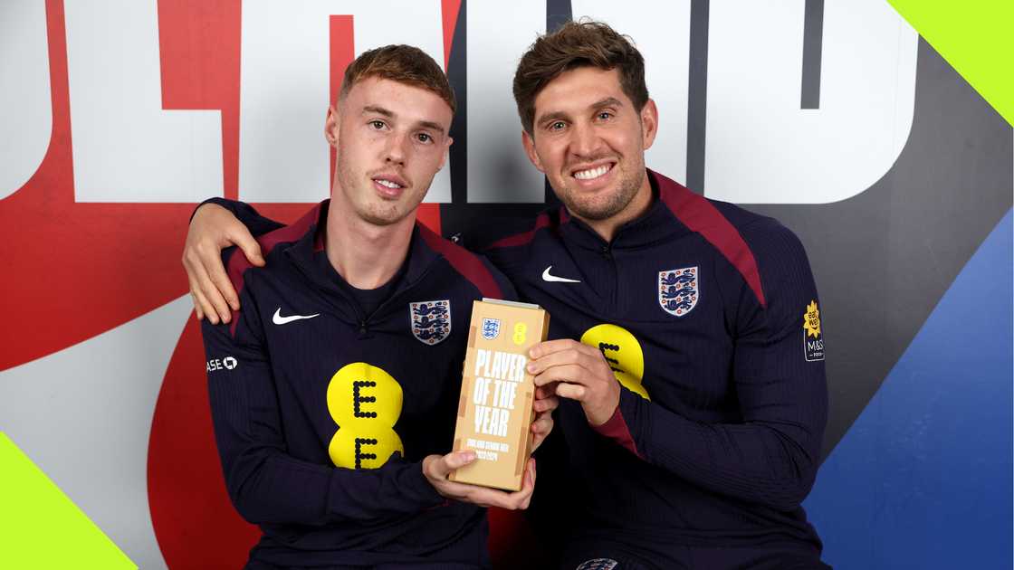 John Stones presented Cole Palmer with his England's Player of the Year Award.