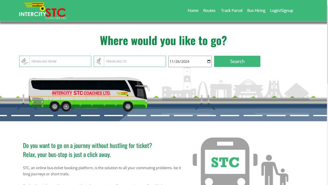 Innercity STC bus booking page