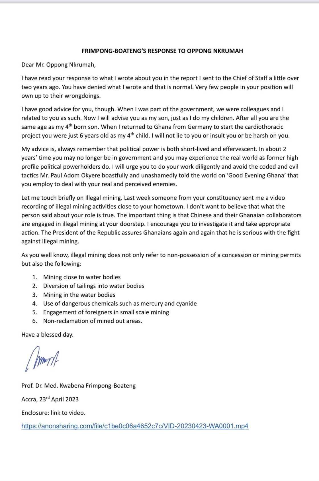 Prof Frimpong-Boateng response to Oppong Nkrumah Prof Frimpong-Boateng response to Oppong Nkrumah