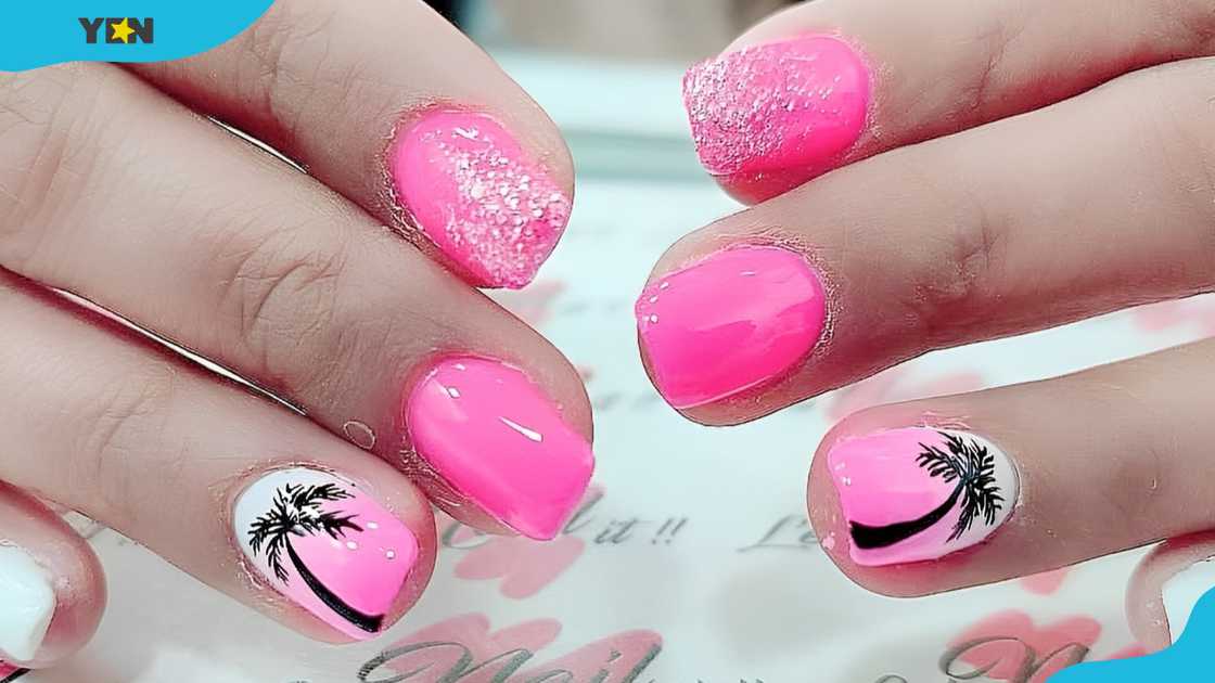 Miami pink holiday nails Miami pink holiday nails