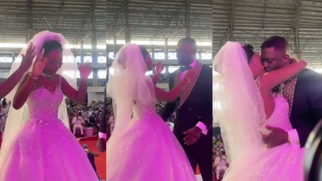 Naa Dromo: Sam Korankye Ankrah's 2nd Daughter Prays Before Kissing Her Groom At Their Wedding