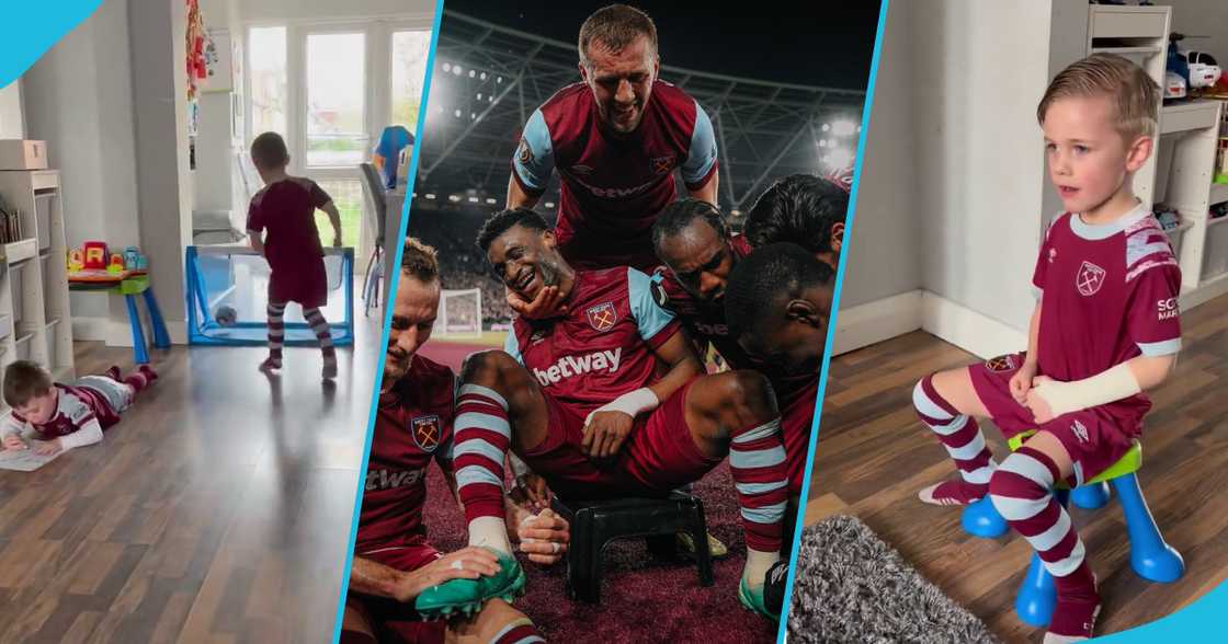 Mohammed Kudus reacts as little white boy bandages his wrist like him Mohammed Kudus reacts as little white boy bandages his wrist like him