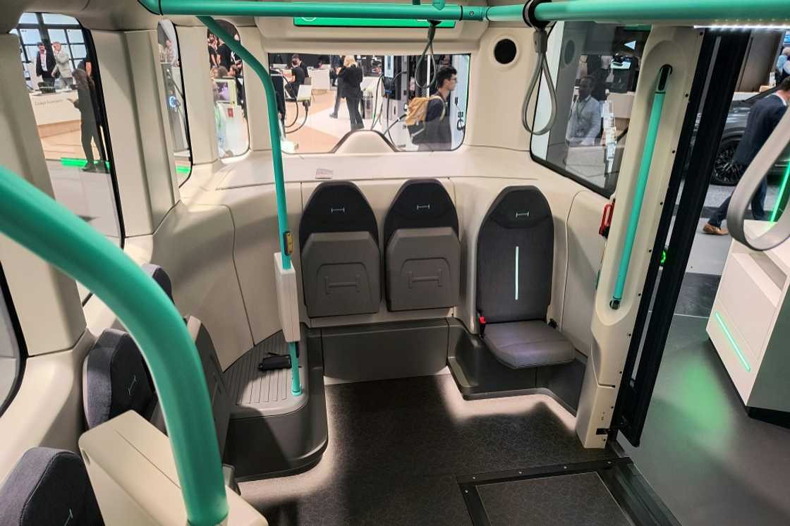 Germany's Holon was showcasing a small, self-driving electric bus Germany's Holon was showcasing a small, self-driving electric bus