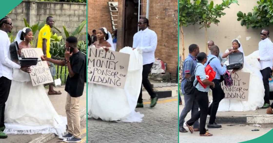 Nigerian lady spotted in public with her man begging money for their wedding, prank video causes stir Nigerian lady spotted in public with her man begging money for their wedding, prank video causes stir