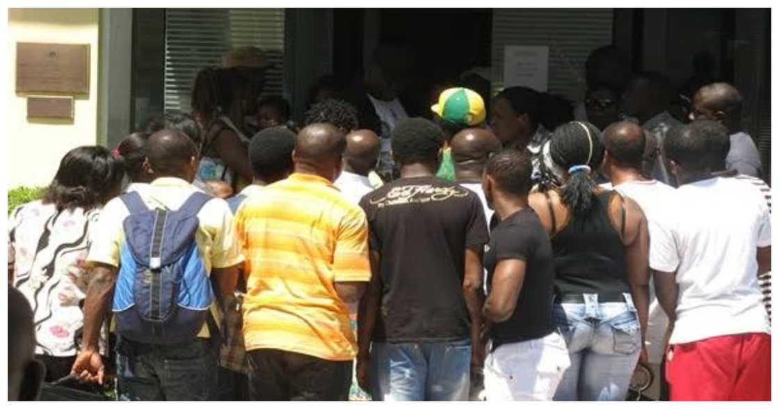 Scores of Nigerians storm Ukraine embassy in Abuja on Tuesday. Source: Twitter/@ChigboluA Scores of Nigerians storm Ukraine embassy in Abuja on Tuesday. Source: Twitter/@ChigboluA