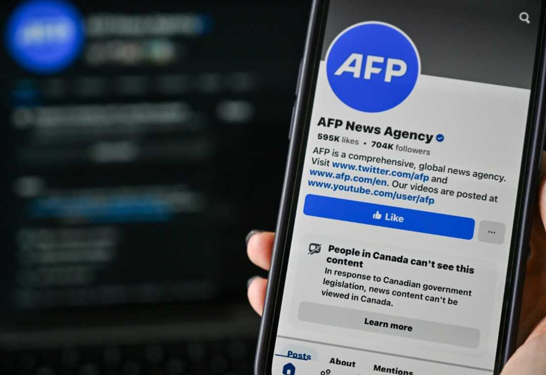 This illustration photo taken on April 14, 2025, in Montreal, Canada, shows the alert: “People in Canada can’t see this content” on the Facebook page of news organization Agence France-Presse (AFP) This illustration photo taken on April 14, 2025, in Montreal, Canada, shows the alert: “People in Canada can’t see this content” on the Facebook page of news organization Agence France-Presse (AFP)