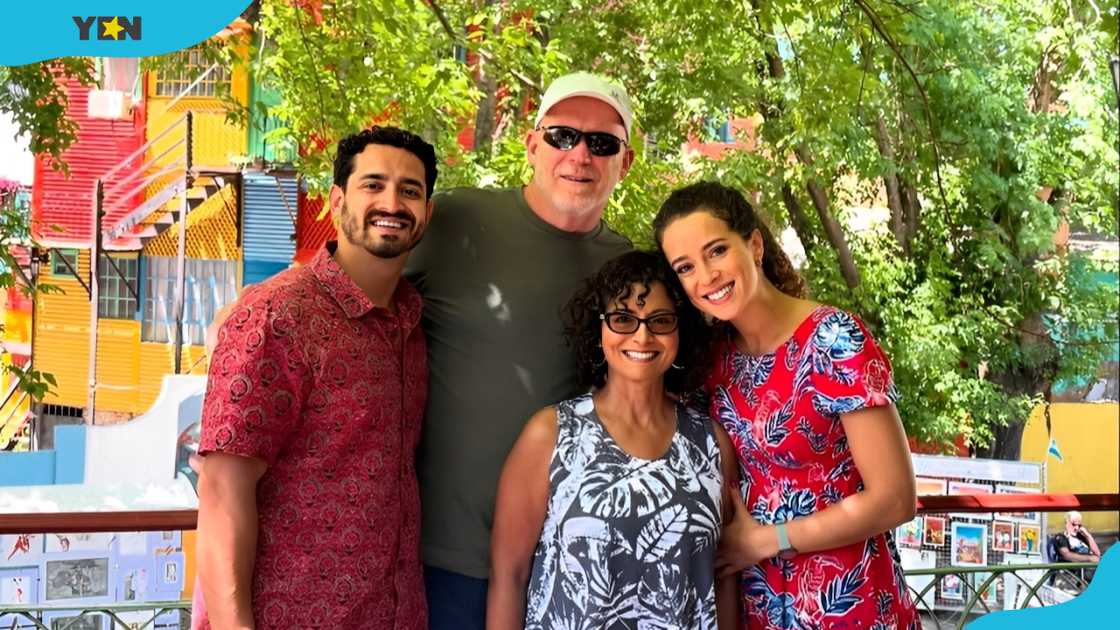 Madison Alworth with her parents and brother in a vibrant outdoor setting. Madison Alworth with her parents and brother in a vibrant outdoor setting.