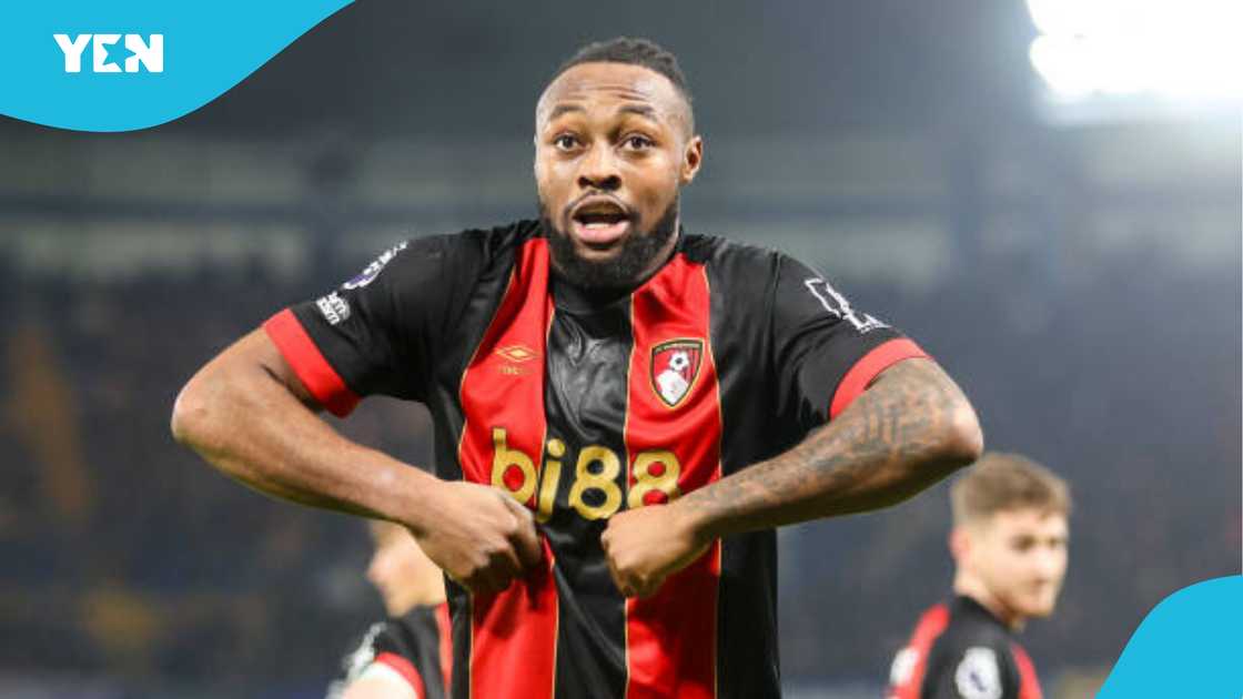 Antoine Semenyo celebrates after scoring against Chelsea.