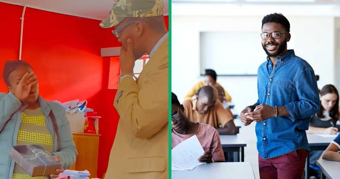 A late grade 12 learner's mother appreciated her child's teacher by buying him a gift pack. A late grade 12 learner's mother appreciated her child's teacher by buying him a gift pack.