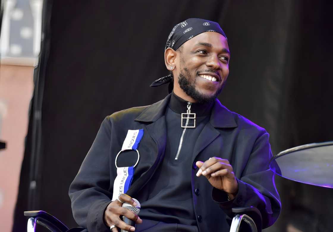 Rapper Kendrick Lamar attends the interview by Forbes Magazine's Senior Editor, Zack O'Malley Greenburg