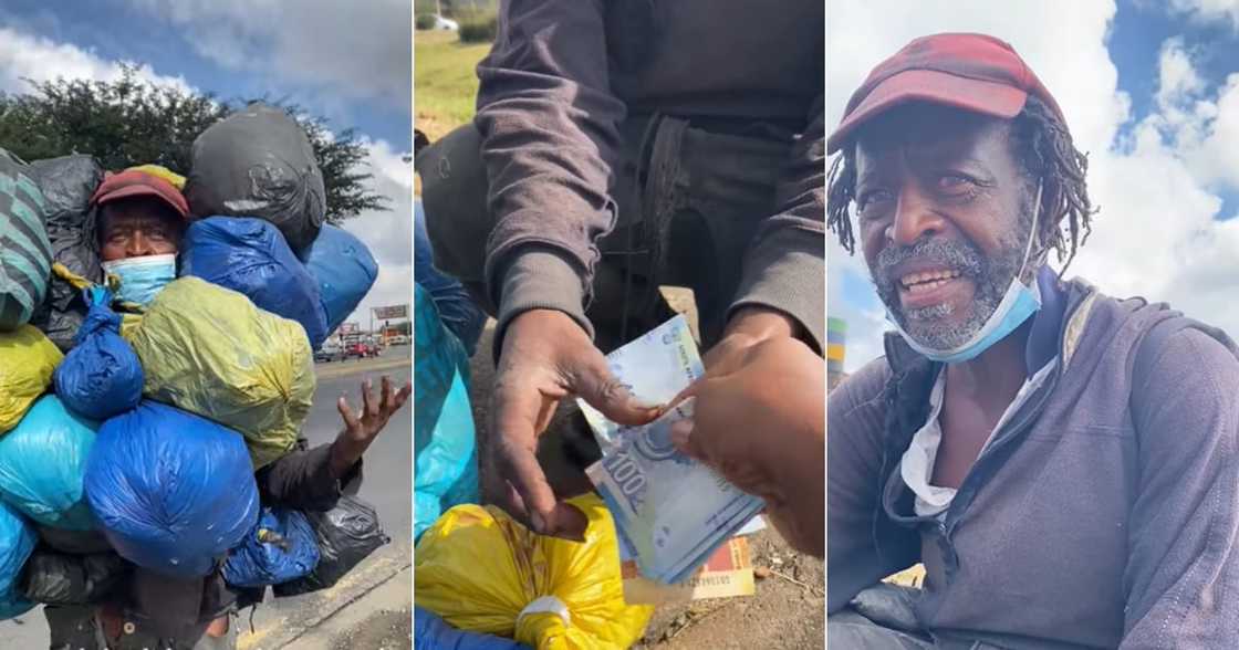 Bi Phakathi Helps Homeless Man With a Fresh Start, Gives Clothes and Money Bi Phakathi Helps Homeless Man With a Fresh Start, Gives Clothes and Money