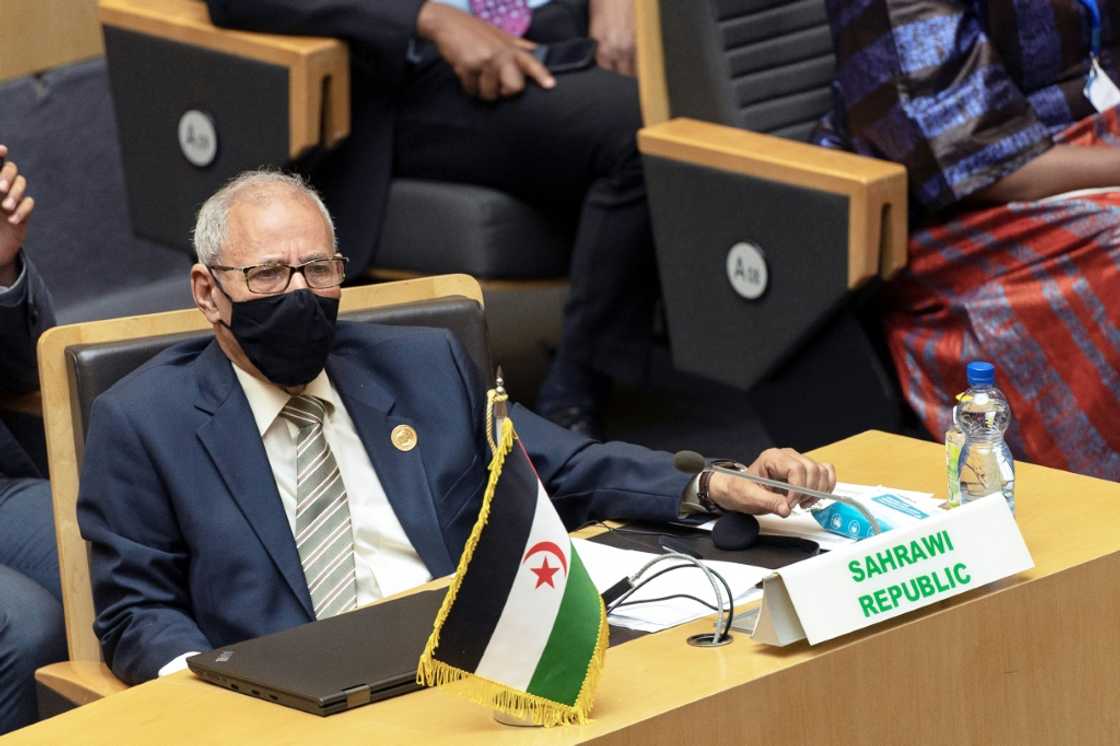 Brahim Ghali, president of the self-proclaimed Sahrawi Arab Democratic Republic (SARD) and head of the Polisario Front, pictured attending an African Union summit in Addis Ababa, Ethiopia, on February 5, 2022 Brahim Ghali, president of the self-proclaimed Sahrawi Arab Democratic Republic (SARD) and head of the Polisario Front, pictured attending an African Union summit in Addis Ababa, Ethiopia, on February 5, 2022