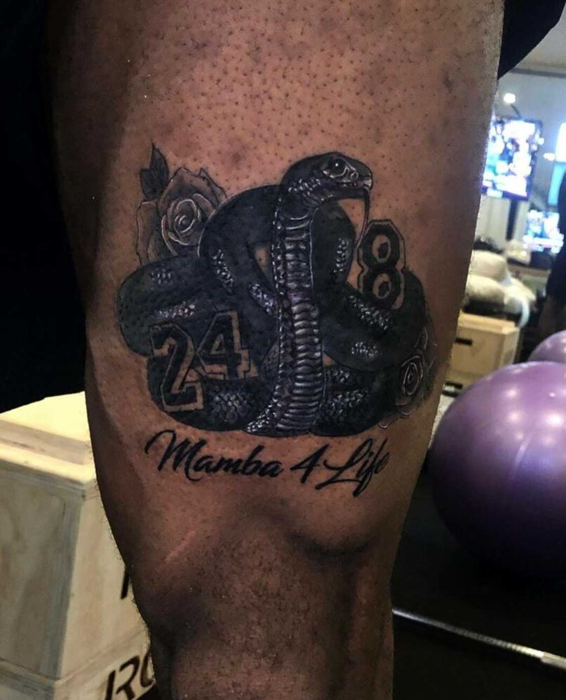 LeBron James has a black mamba tattoo on his leg LeBron James has a black mamba tattoo on his leg