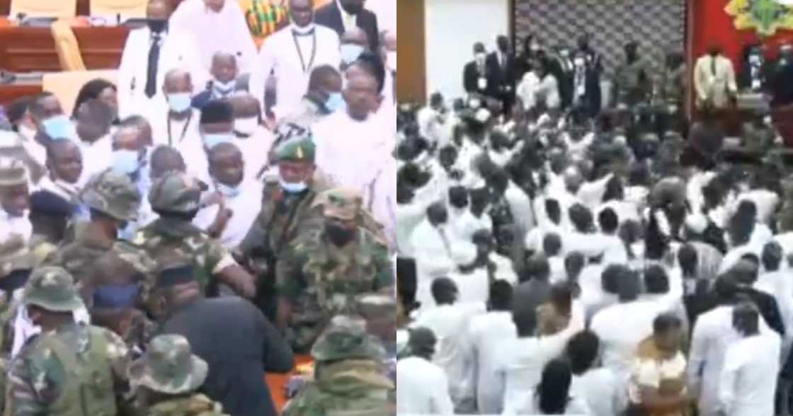 Dozens of soldiers deployed to parliament to restore peace as chaos ensues Dozens of soldiers deployed to parliament to restore peace as chaos ensues