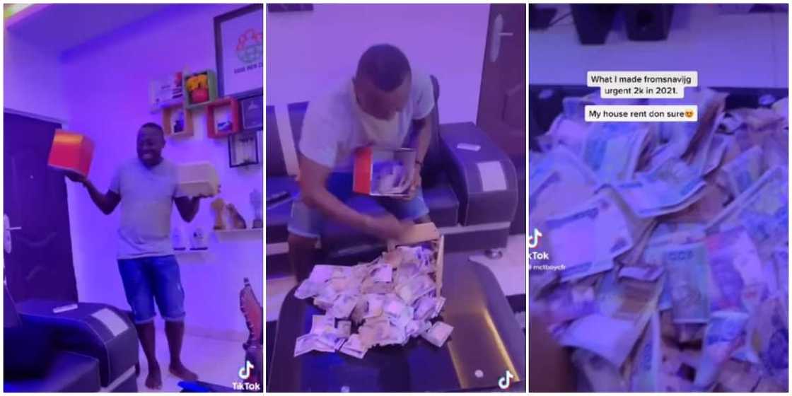 Na who get money dey save: Reactions as man breaks his piggy bank after saving 2k for a year, reveals heaps of cash Na who get money dey save: Reactions as man breaks his piggy bank after saving 2k for a year, reveals heaps of cash