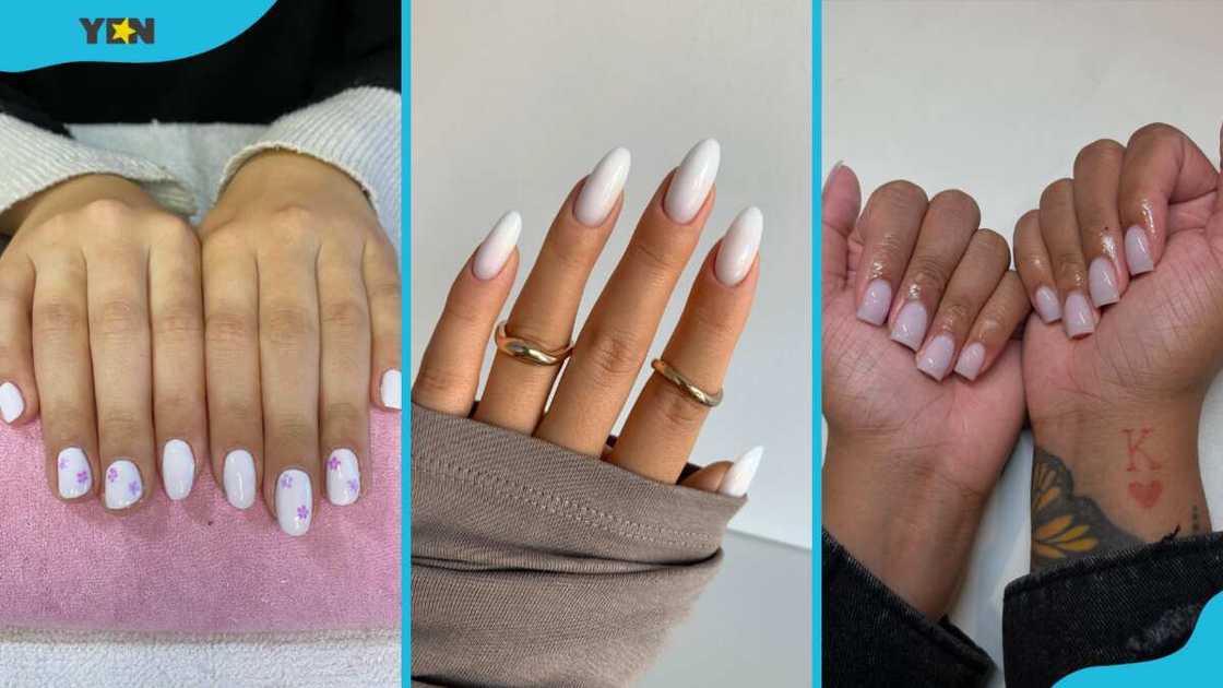 White nails with design