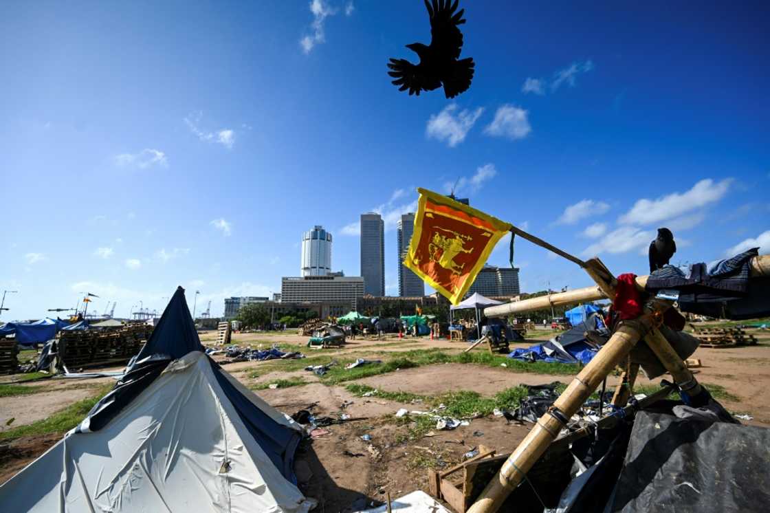 The protest camp is taken apart in Colombo