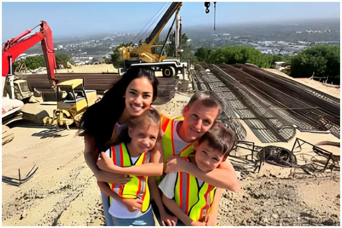 Rob, his wife, Bryiana and their two children Ryan and Kodah at the Rob Dyrdek's Forever Estates construction site. Rob, his wife, Bryiana and their two children Ryan and Kodah at the Rob Dyrdek's Forever Estates construction site.
