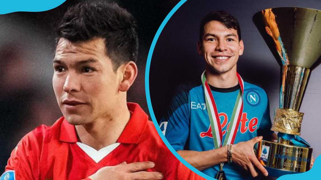 Hirving Lozano in a PSV (L) and Napoli (R) jersey.