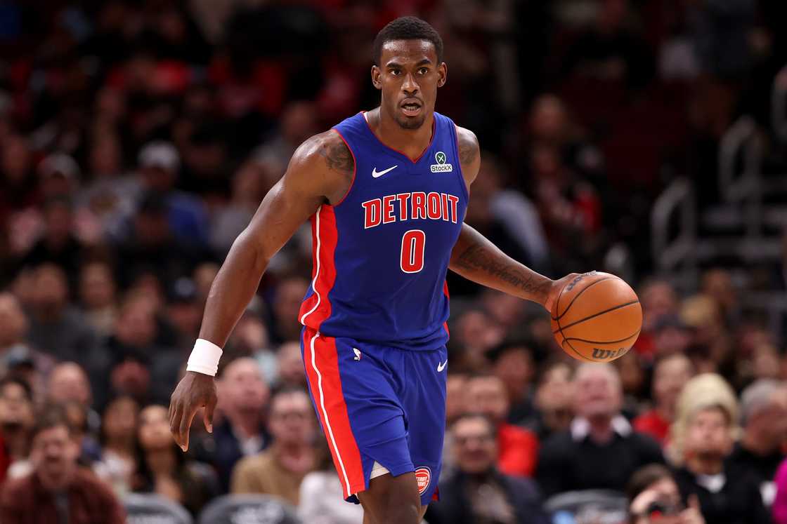 Jalen Duren in action against the Chicago Bulls at the United Center Jalen Duren in action against the Chicago Bulls at the United Center