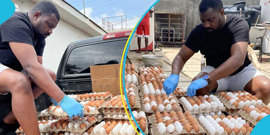 John Dumelo sells eggs from his farm John Dumelo sells eggs from his farm