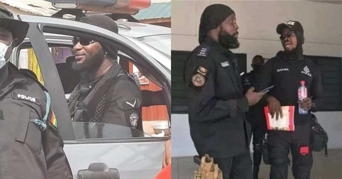 Photos of Ghanaian police officers in uniform wearing beard & earrings cause stir online Photos of Ghanaian police officers in uniform wearing beard & earrings cause stir online