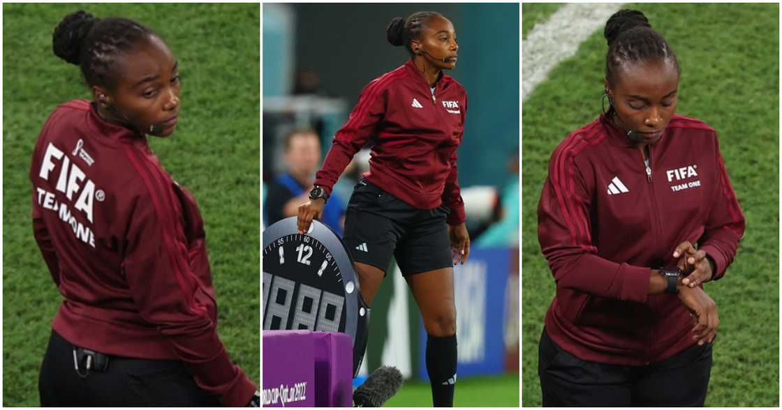 Woman is first African female referee to officiate a World Cup game.