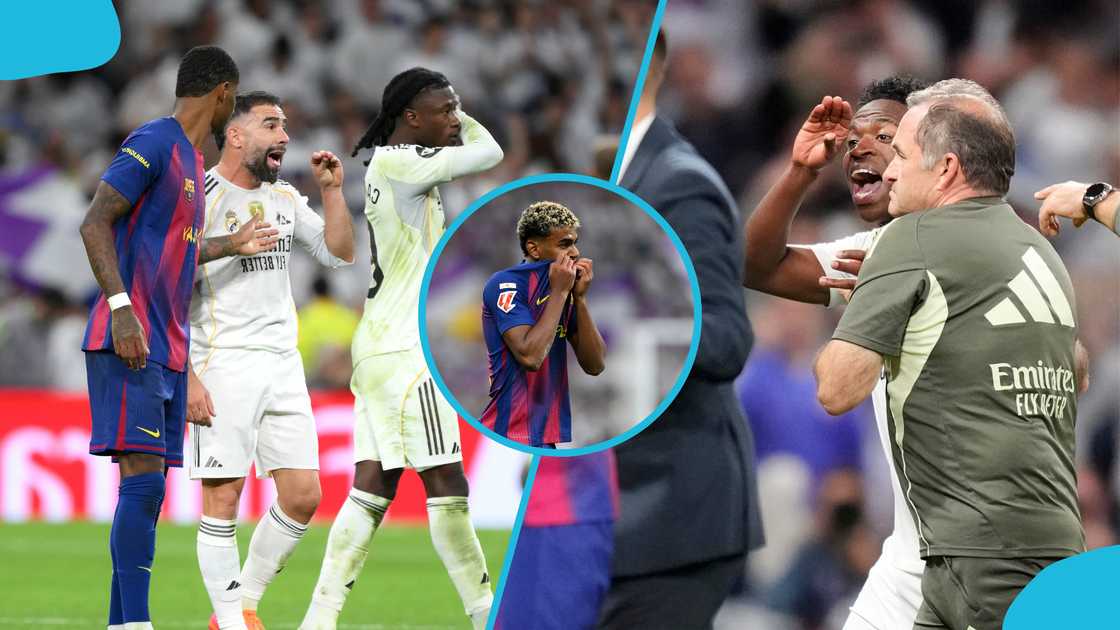 El Clasico, Lamine Yamal, FC Barcelona, Yamal in heated clash, Yamal against Carvajal, Yamal against Vinicius, Real Madrid beat Barcelona. El Clasico, Lamine Yamal, FC Barcelona, Yamal in heated clash, Yamal against Carvajal, Yamal against Vinicius, Real Madrid beat Barcelona.