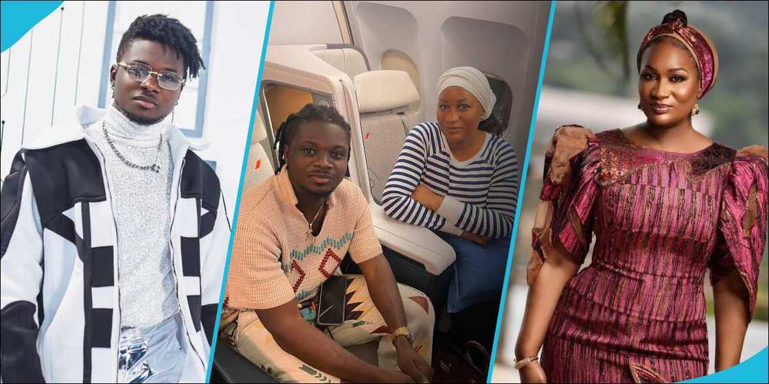 Kuami Eugene and Ghana's Second Lady Samira Bawumia on a flight