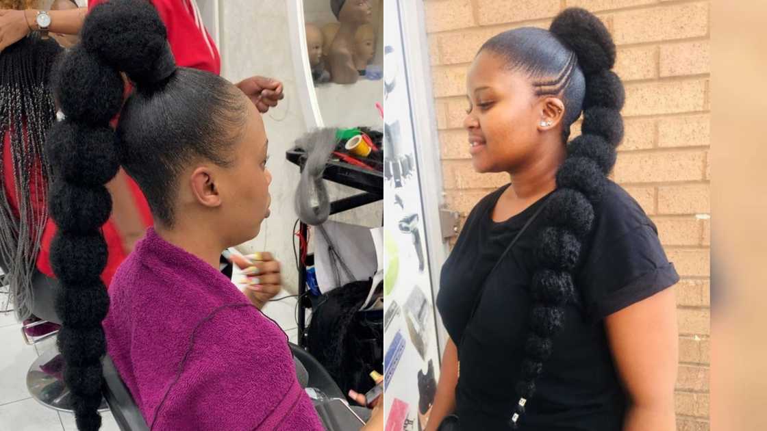 Women wearing Long Afro ponytail Women wearing Long Afro ponytail