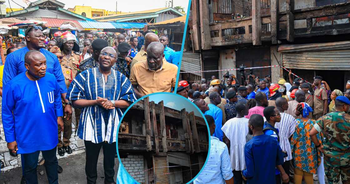 Bawumia commiserates with Madina Market traders.