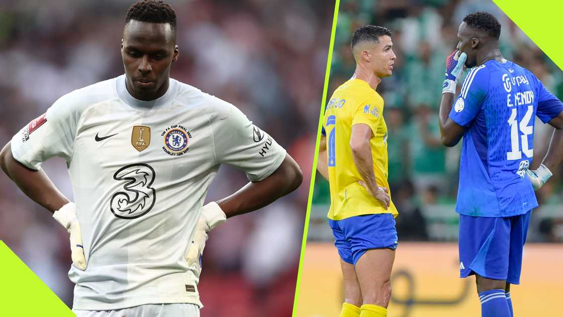 Edouard Mendy was almost in tears after conceding a late goal against Cristiano Ronaldo's Al-Nassr in the Saudi League. Edouard Mendy was almost in tears after conceding a late goal against Cristiano Ronaldo's Al-Nassr in the Saudi League.