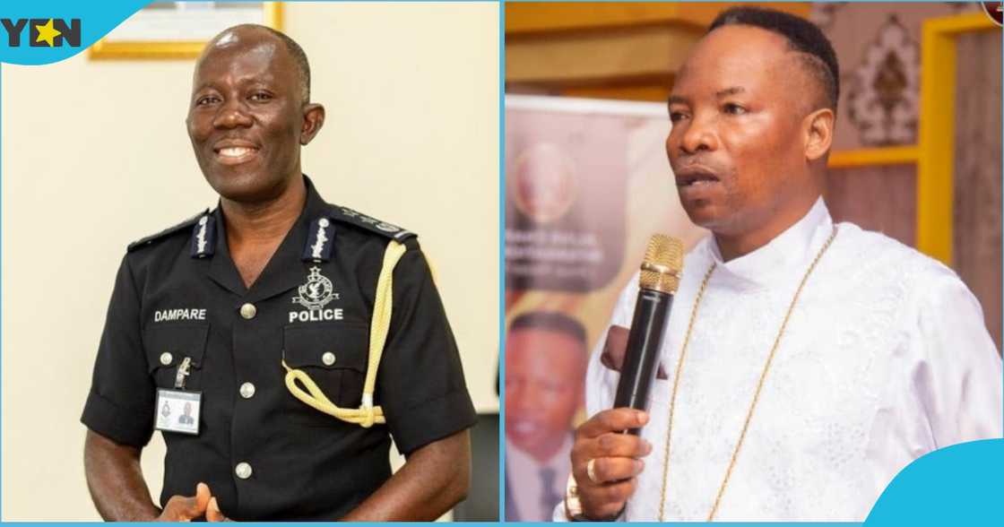 A photo of IGP George Dampare and Ghanaian Bishop Elisha Salifu Amoako.