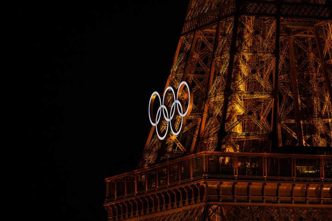 Olympic Rings on Eiffel Tower ahead of Paris 2024.