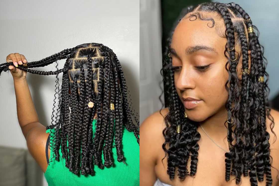 knotless braids with curls