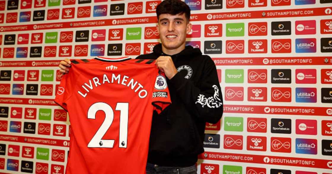 Tino Livramento poses for a photograph after signing a long-term contract at Southampton FC from Chelsea at the Staplewood Campus on August 02, 2021. Photo by Matt Watson/Southampton FC via Getty Images. Tino Livramento poses for a photograph after signing a long-term contract at Southampton FC from Chelsea at the Staplewood Campus on August 02, 2021. Photo by Matt Watson/Southampton FC via Getty Images.