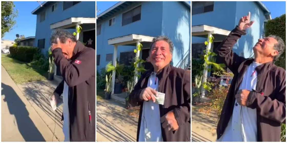 Emotional moment poor man got N205k cash for just giving stranger hug goes viral, he shed tears Emotional moment poor man got N205k cash for just giving stranger hug goes viral, he shed tears