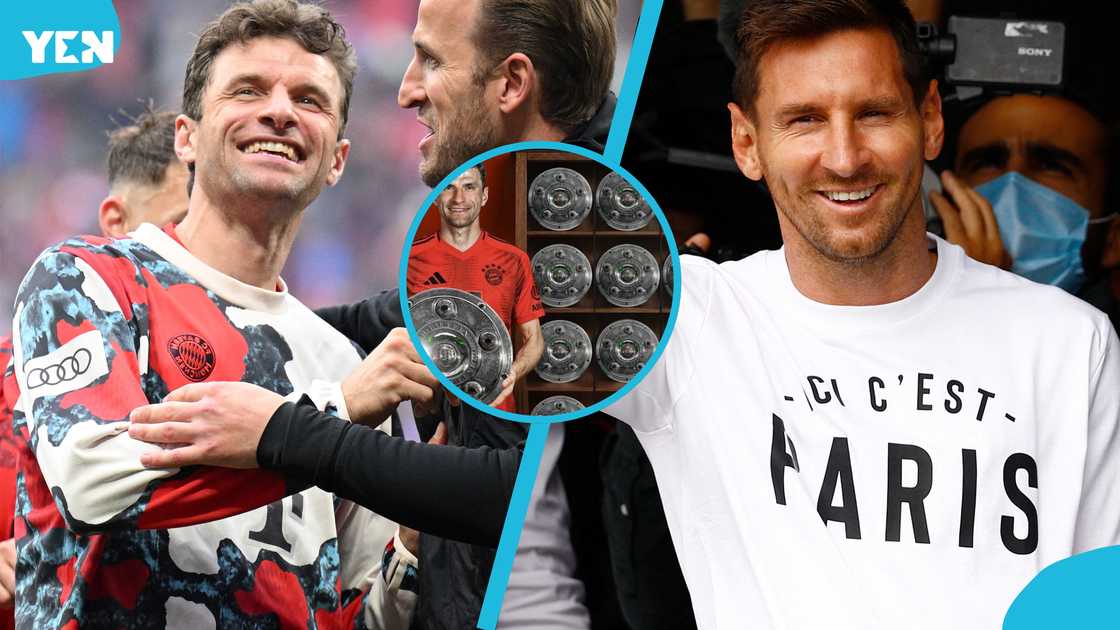 The players with the most top five league trophies include Thomas Muller, Ryan Giggs, Lionel Messi, and Gary Neville. The players with the most top five league trophies include Thomas Muller, Ryan Giggs, Lionel Messi, and Gary Neville.