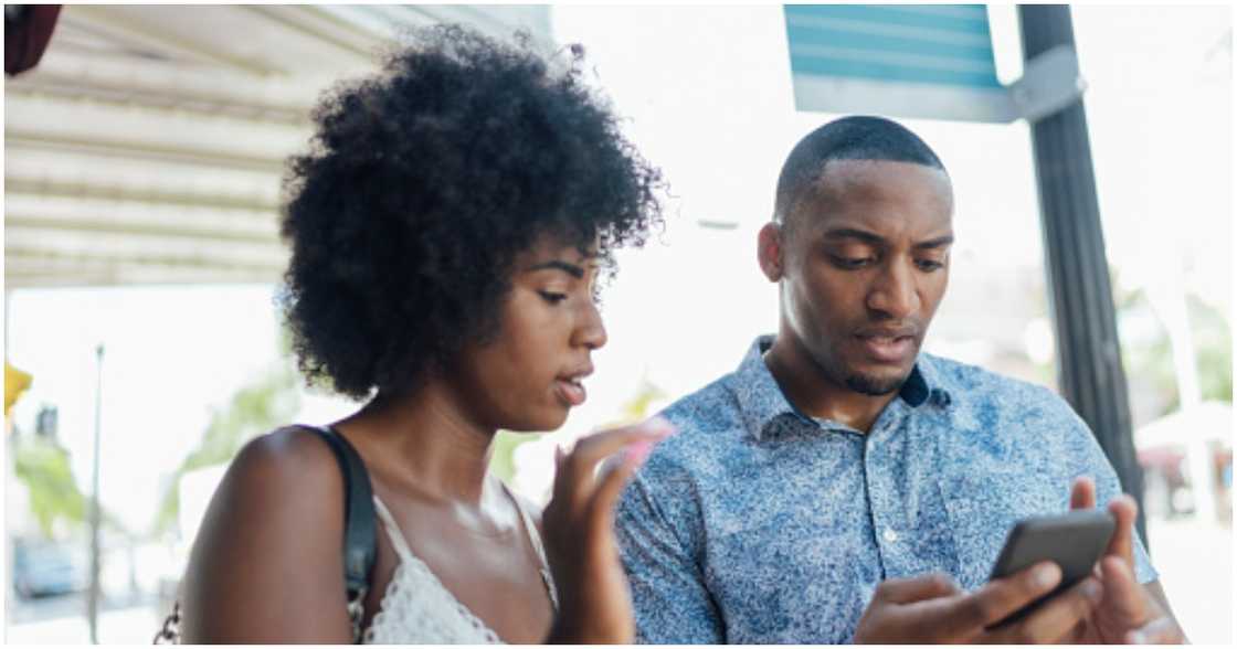 Lady and man having a conversation Lady and man having a conversation
