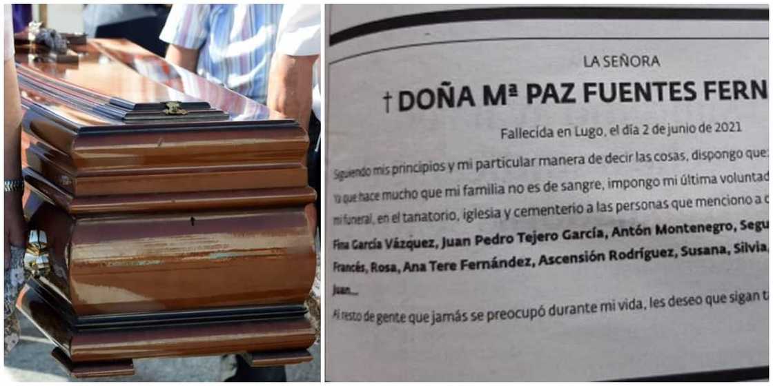 Woman stops members of her family from coming to her funeral, gives list of those who can Woman stops members of her family from coming to her funeral, gives list of those who can