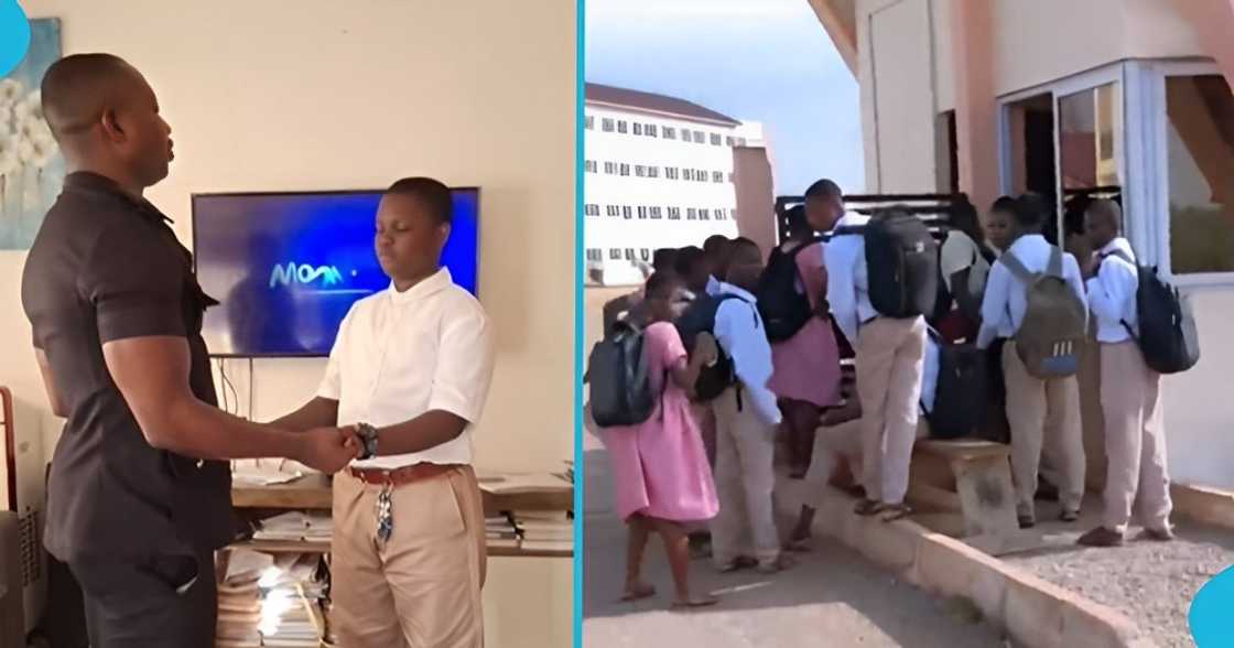 Police office, SHS, BECE, showering prayers, boarding house, leave home