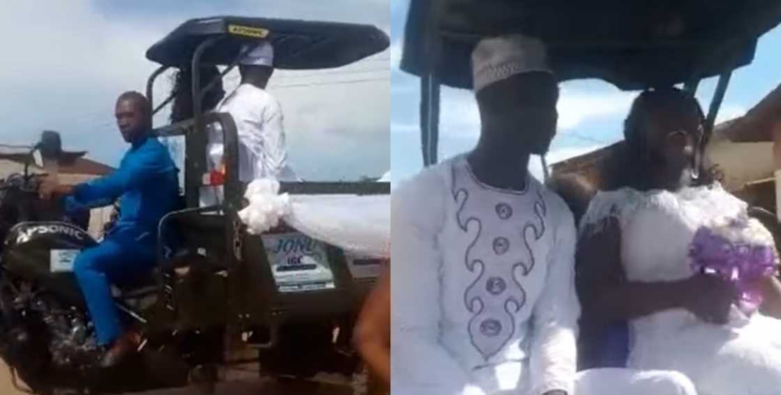 Ghanaian couple ride in Aboboyaa on wedding day