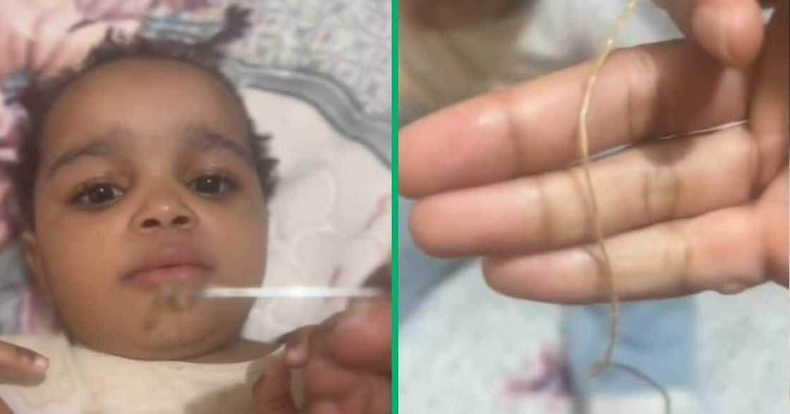 TikTok video of kid with thread in nose