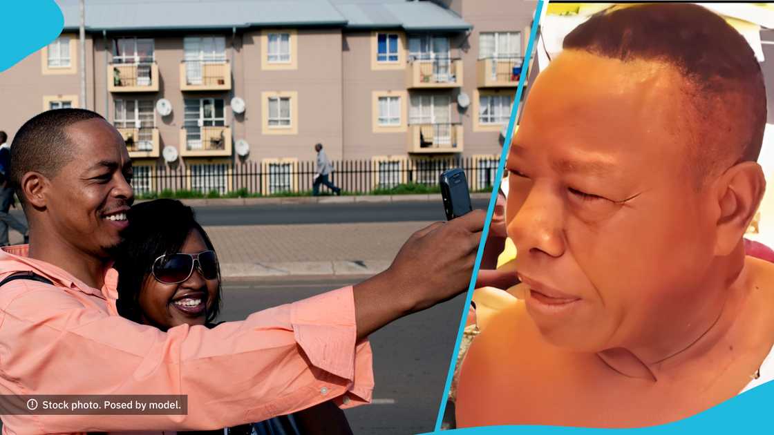 Older man advices young couple against touching each other's phone. Older man advices young couple against touching each other's phone.