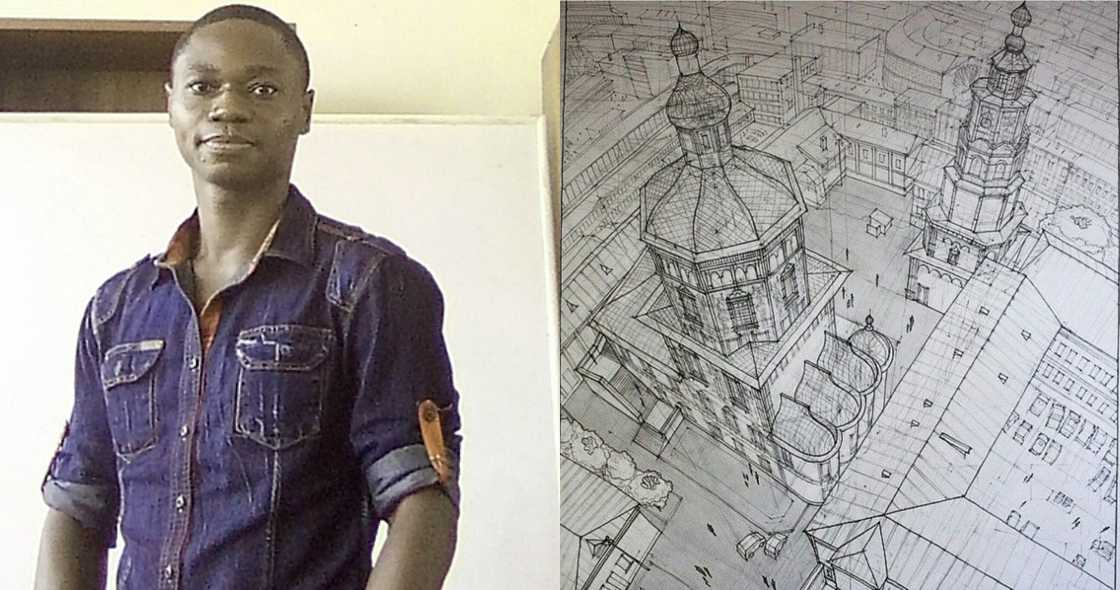 Teacher from Takoradi, an expert at complex pencilled artworks Teacher from Takoradi, an expert at complex pencilled artworks