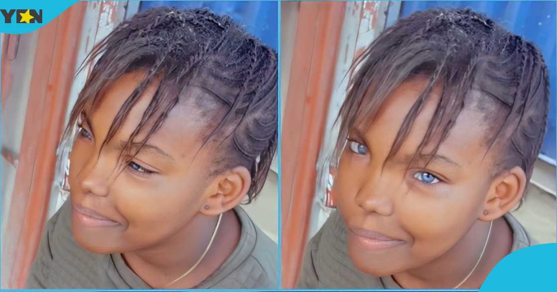 Photo of a young girl with blues eyes