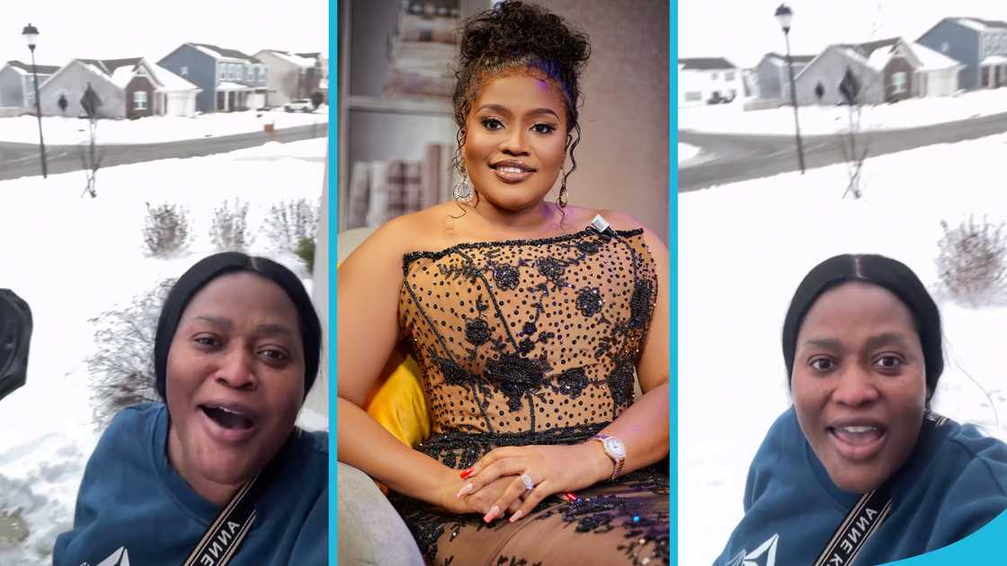 MzGee, Living abroad, Snow, Snowman, Ghanaians seeing snow, United Showbiz MzGee, Living abroad, Snow, Snowman, Ghanaians seeing snow, United Showbiz