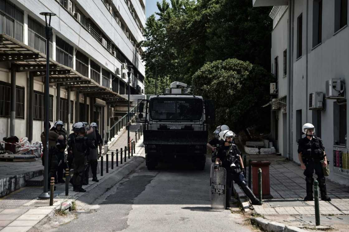 The squad of 1,000 officers deployed in September to four out of Greece's more than 20 university campuses The squad of 1,000 officers deployed in September to four out of Greece's more than 20 university campuses