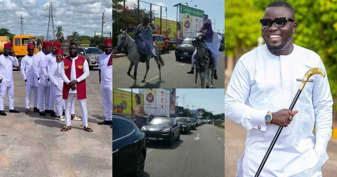 Dr Pounds: Hitz FM Presenter's Long Wedding Convoy Of Posh Vehicles Like #KENC2020 Shuts Down Cape Coast