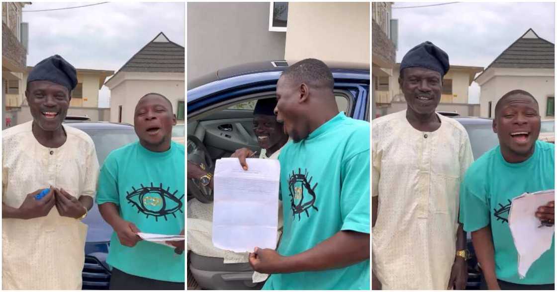 Veteran actor Abija becomes car owner.